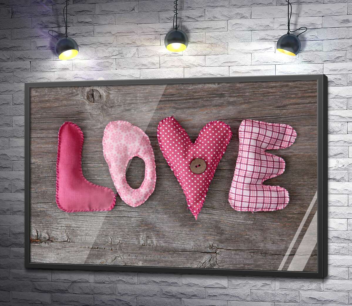 постер Признание в любви из лоскутков розовой ткани