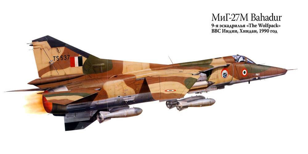 картина-постер Советский сверхзвуковой истребитель-бомбардировщик МиГ-27М
