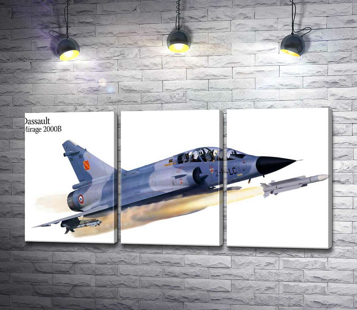 модульная картина Французский многоцелевой истребитель Dassault Mirage 2000B (Модуль №2)