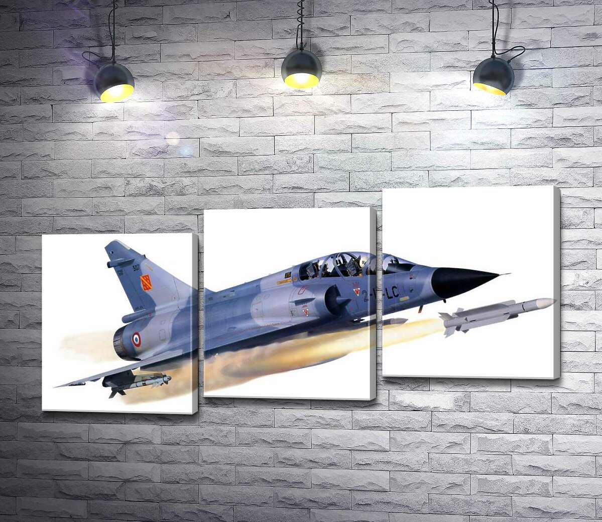 модульная картина Французский многоцелевой истребитель Dassault Mirage 2000B (Модуль №14)