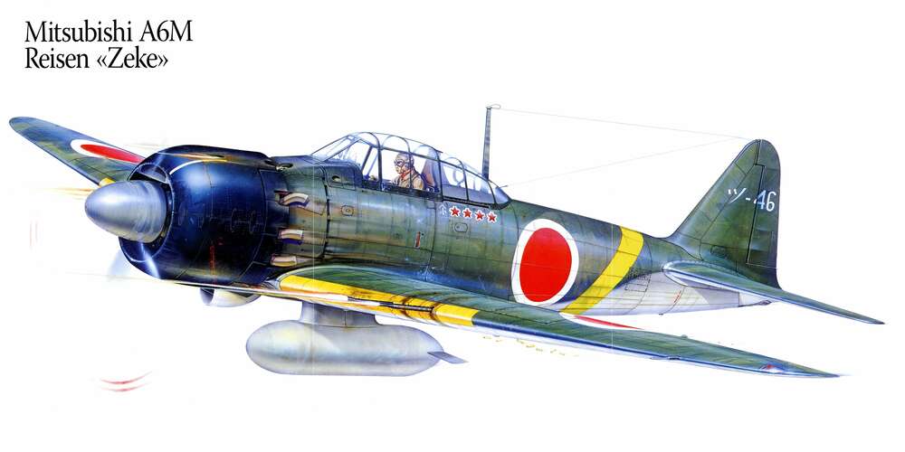 картина-постер Японский легкий истребитель Mitsubishi A6M