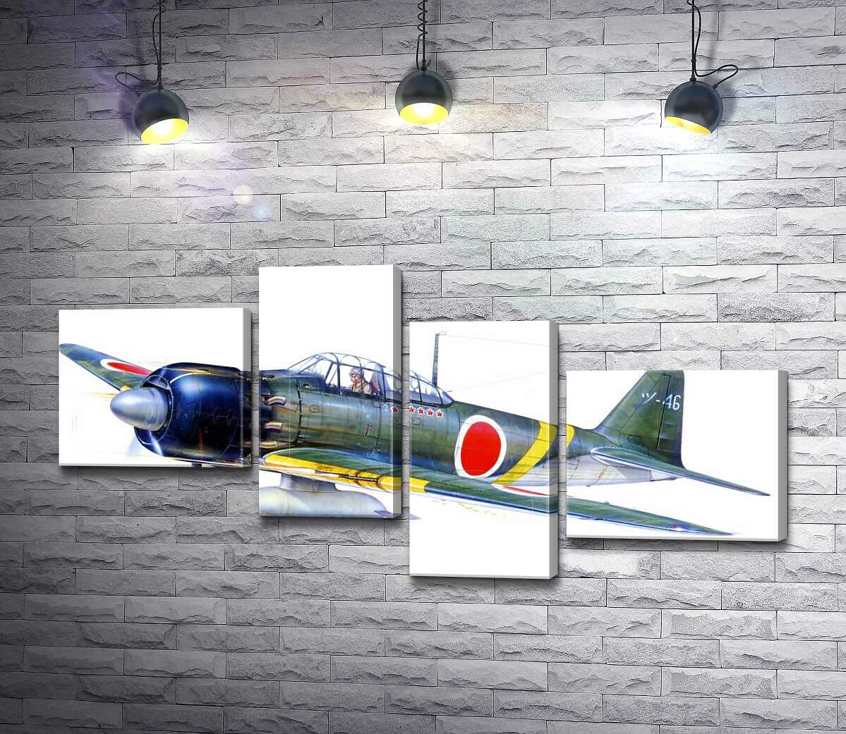 модульная картина Японский легкий истребитель Mitsubishi A6M (Модуль №21)