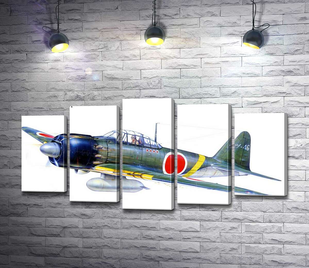 модульная картина Японский легкий истребитель Mitsubishi A6M (Модуль №4)