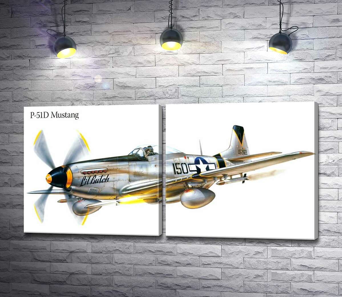 модульная картина Американский истребитель North American P-51 Mustang