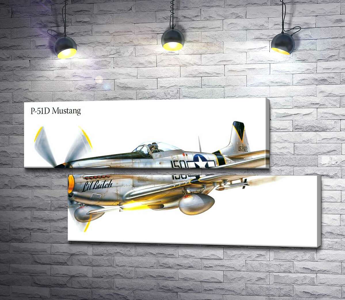 модульная картина Американский истребитель North American P-51 Mustang (Модуль №8)