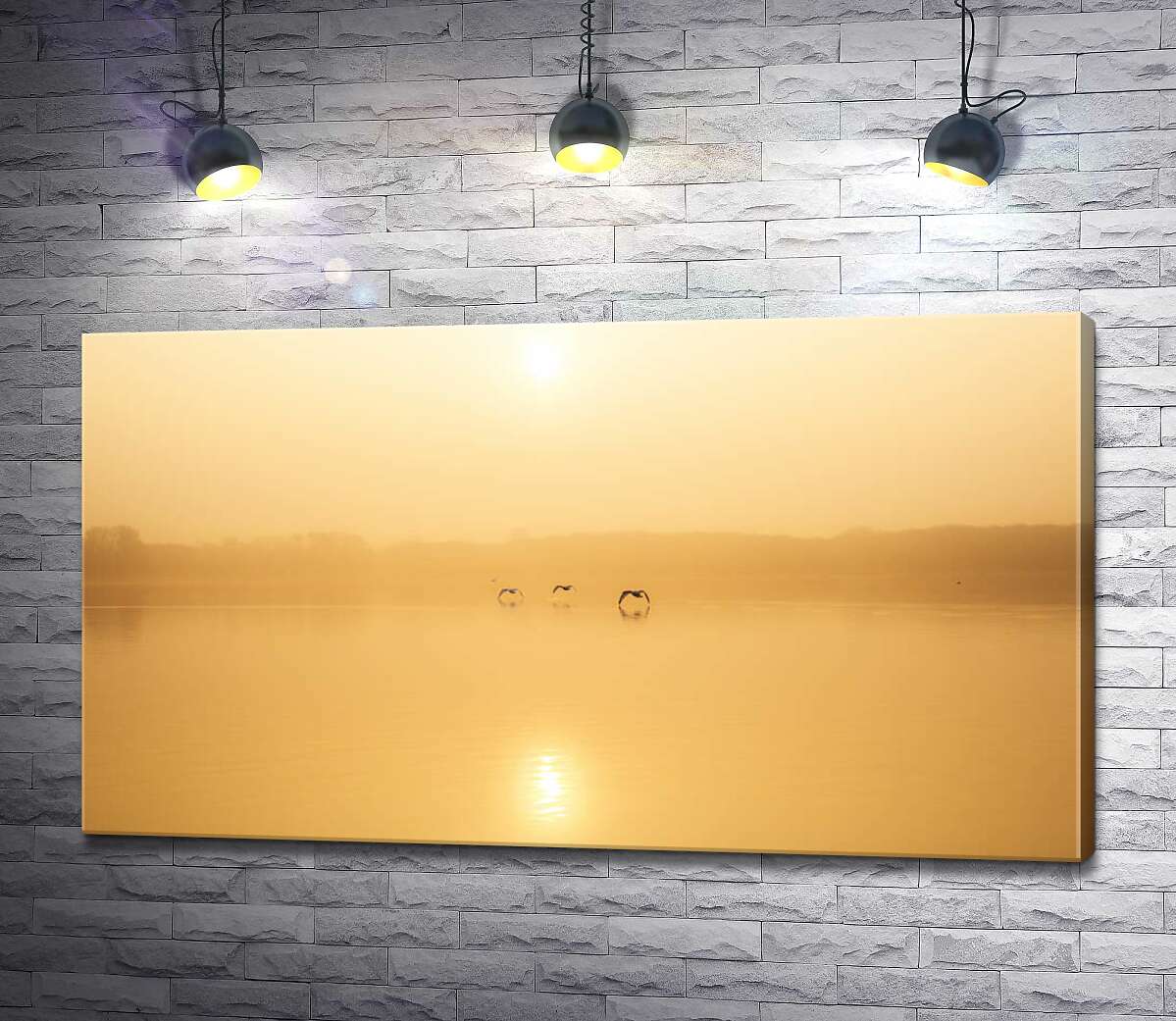 картина Помаранчеві відтінки туманного озера