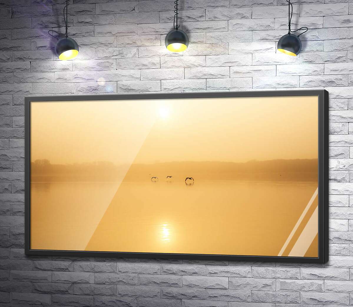 постер Помаранчеві відтінки туманного озера