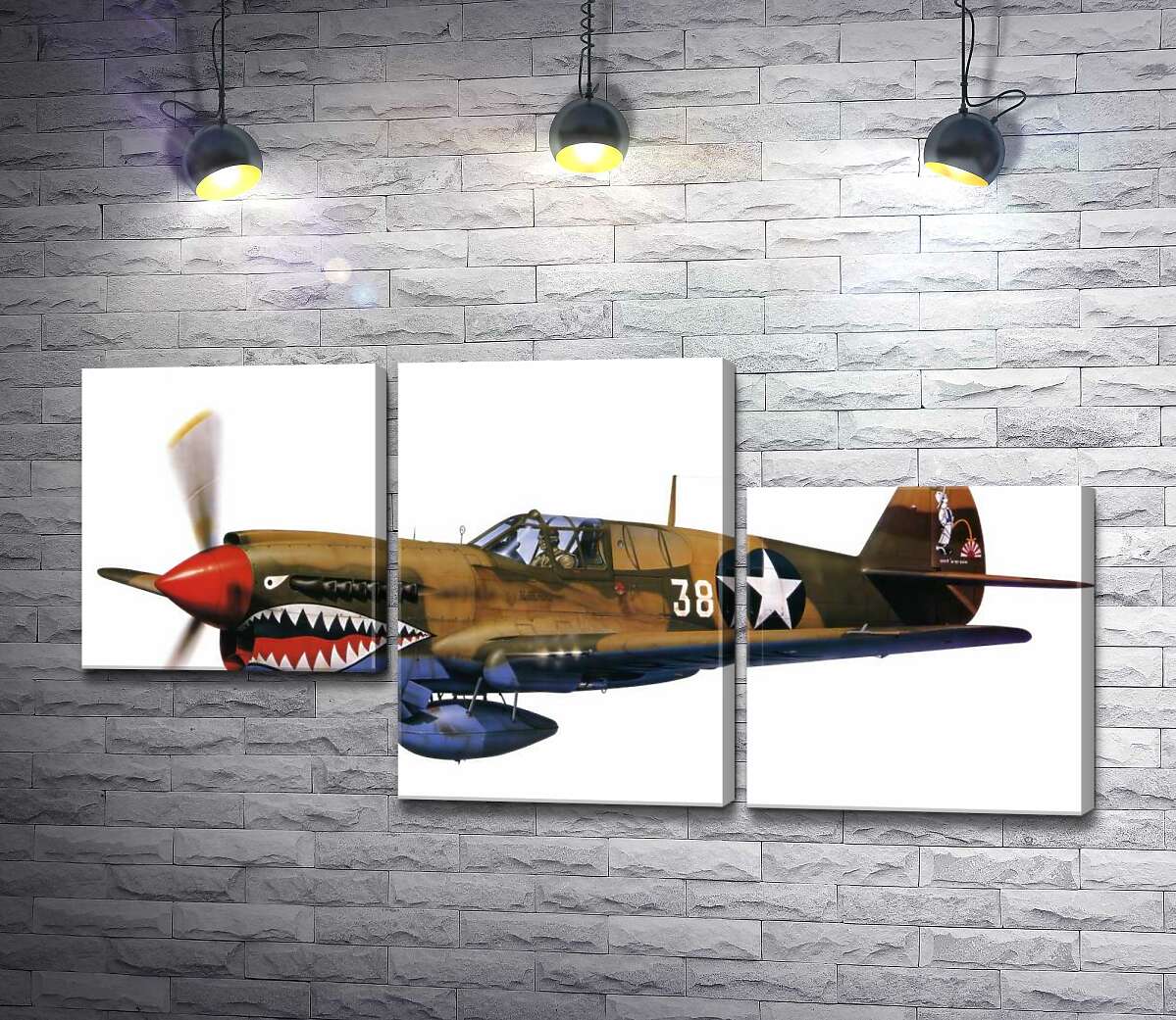 модульная картина Американский истребитель Curtiss P-40 Warhawk времен Второй мировой войны (Модуль №13)