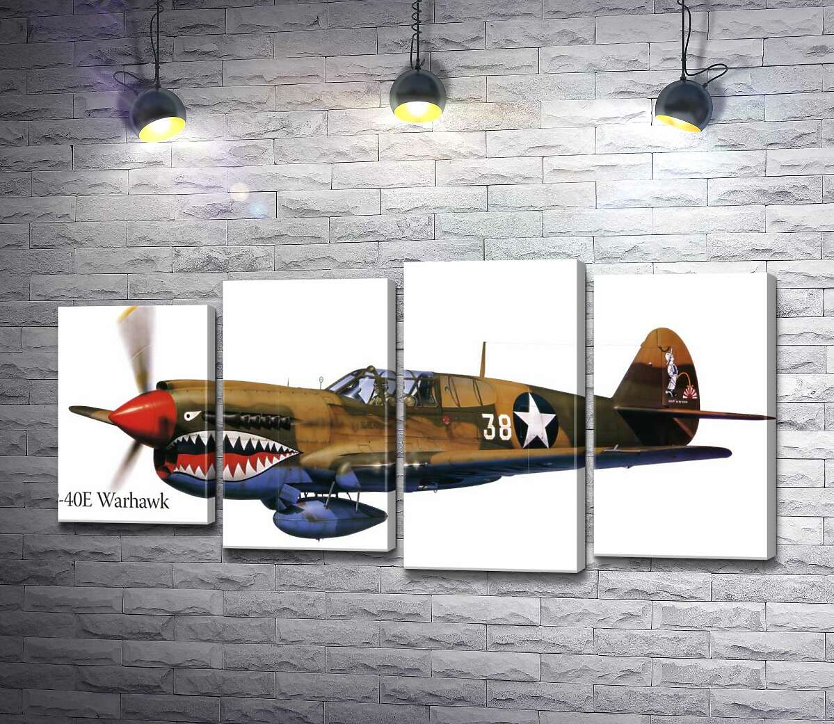 модульна картина Американський винищувач Curtiss P-40 Warhawk часів Другої світової війни (Модуль №3)