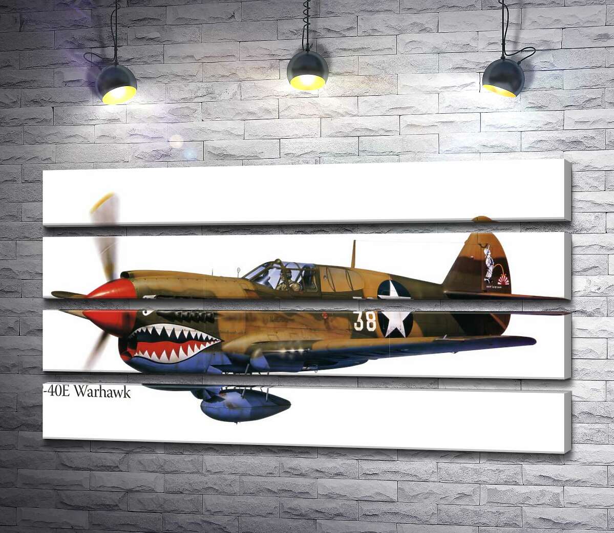 модульная картина Американский истребитель Curtiss P-40 Warhawk времен Второй мировой войны (Модуль №22)