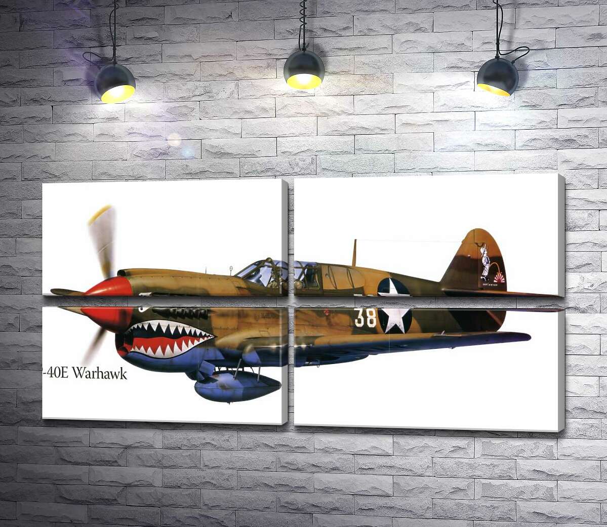 модульна картина Американський винищувач Curtiss P-40 Warhawk часів Другої світової війни (Модуль №25)