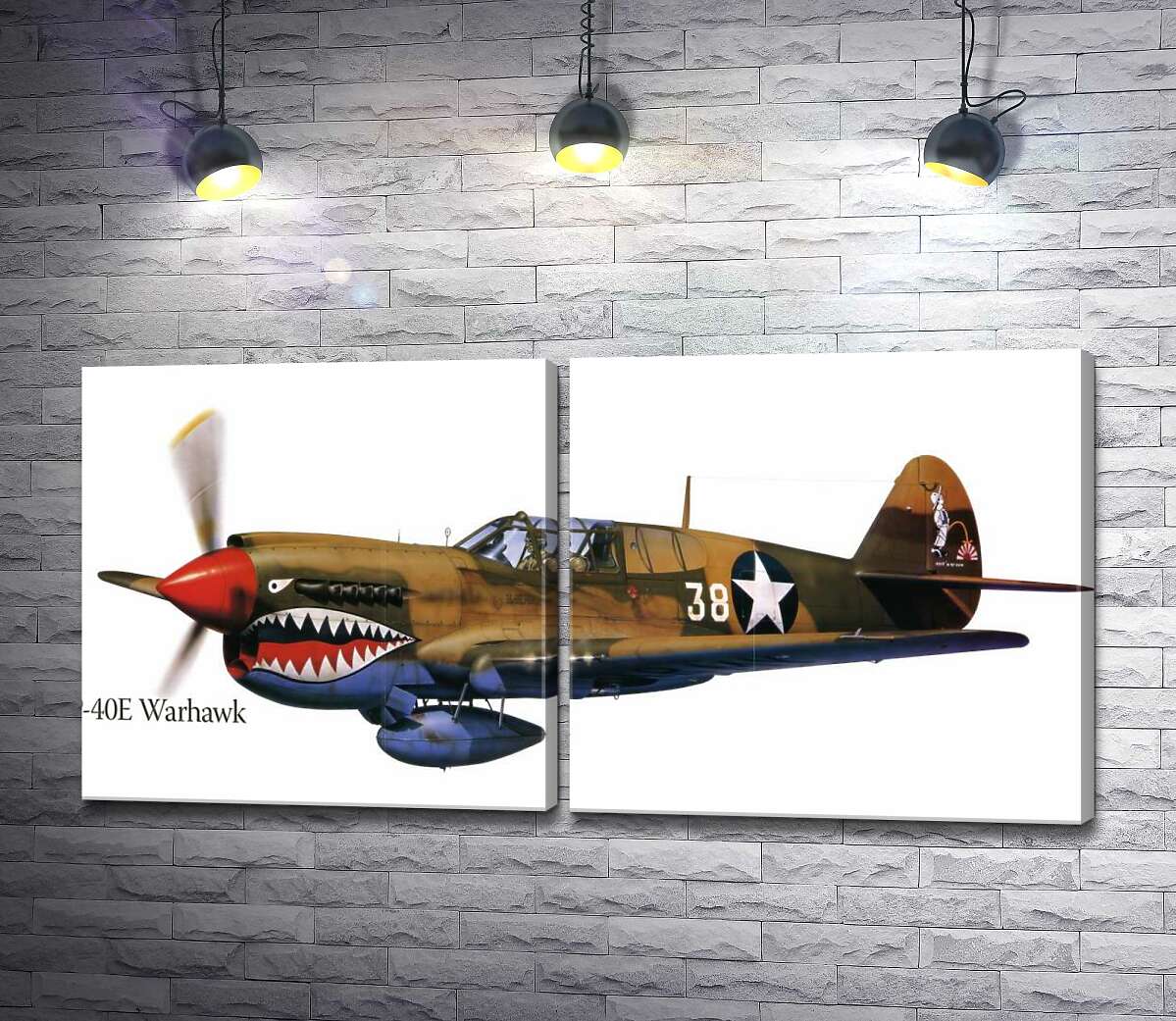 модульная картина Американский истребитель Curtiss P-40 Warhawk времен Второй мировой войны