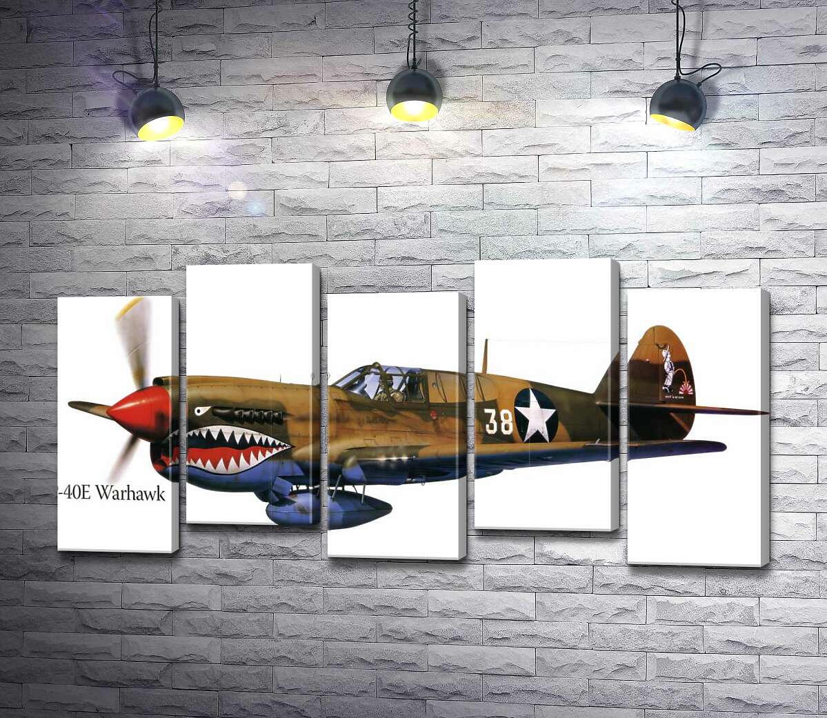 модульная картина Американский истребитель Curtiss P-40 Warhawk времен Второй мировой войны (Модуль №30)