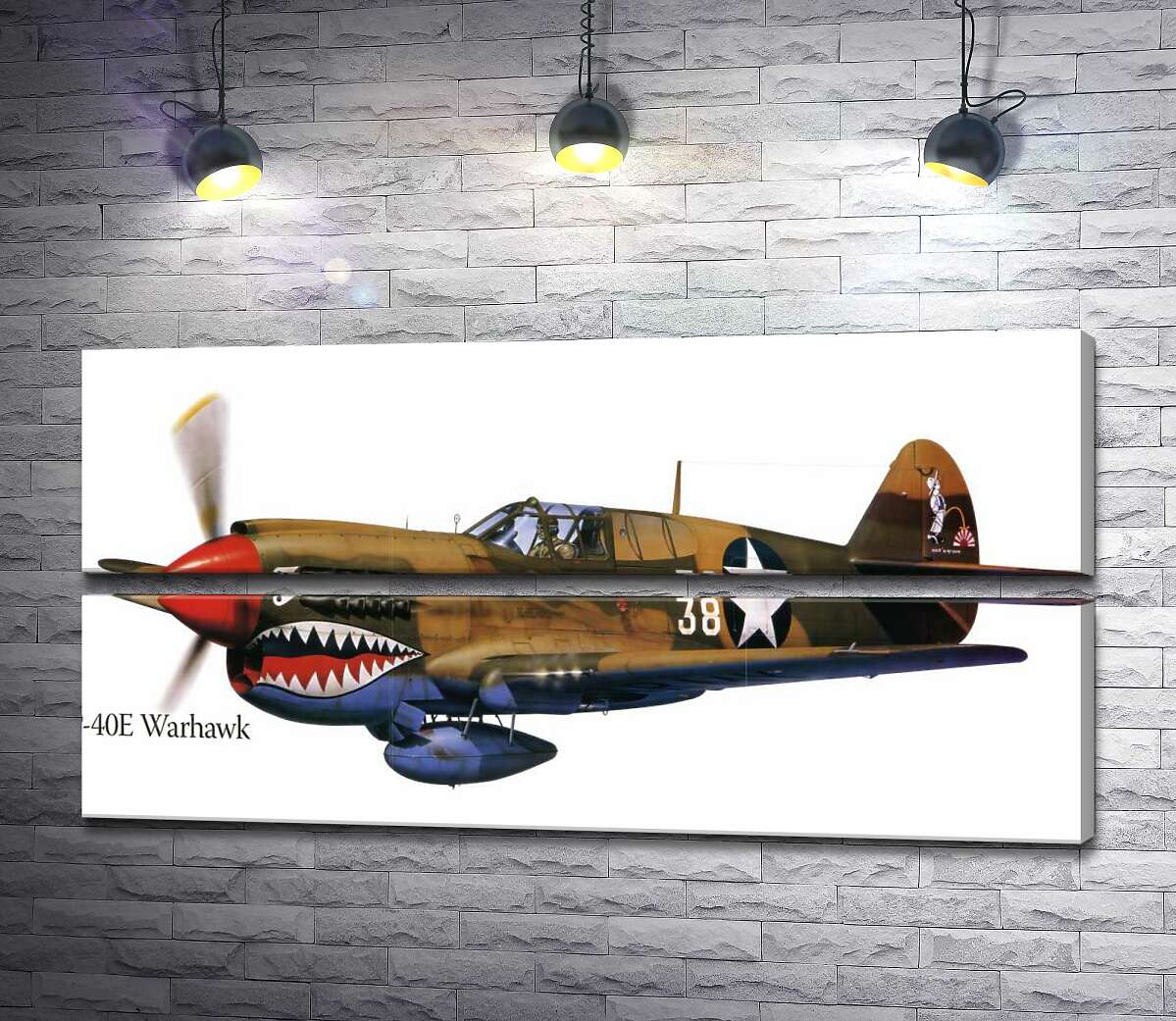 модульная картина Американский истребитель Curtiss P-40 Warhawk времен Второй мировой войны (Модуль №7)