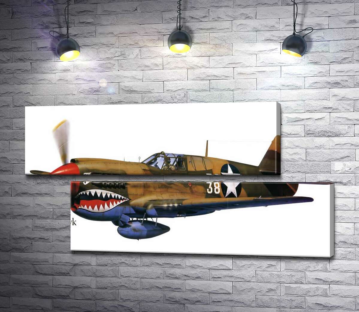модульна картина Американський винищувач Curtiss P-40 Warhawk часів Другої світової війни (Модуль №8)