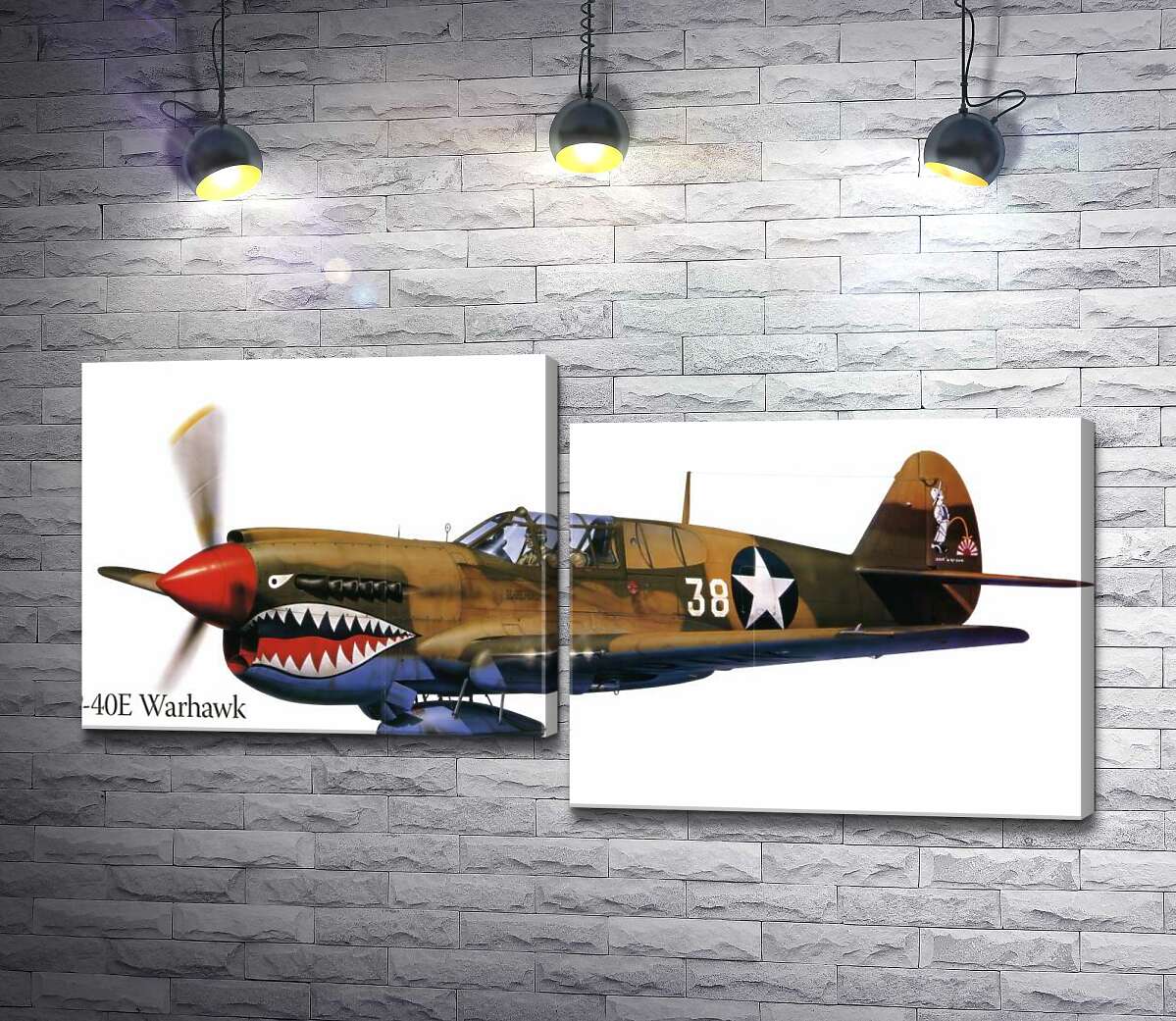 модульная картина Американский истребитель Curtiss P-40 Warhawk времен Второй мировой войны (Модуль №9)