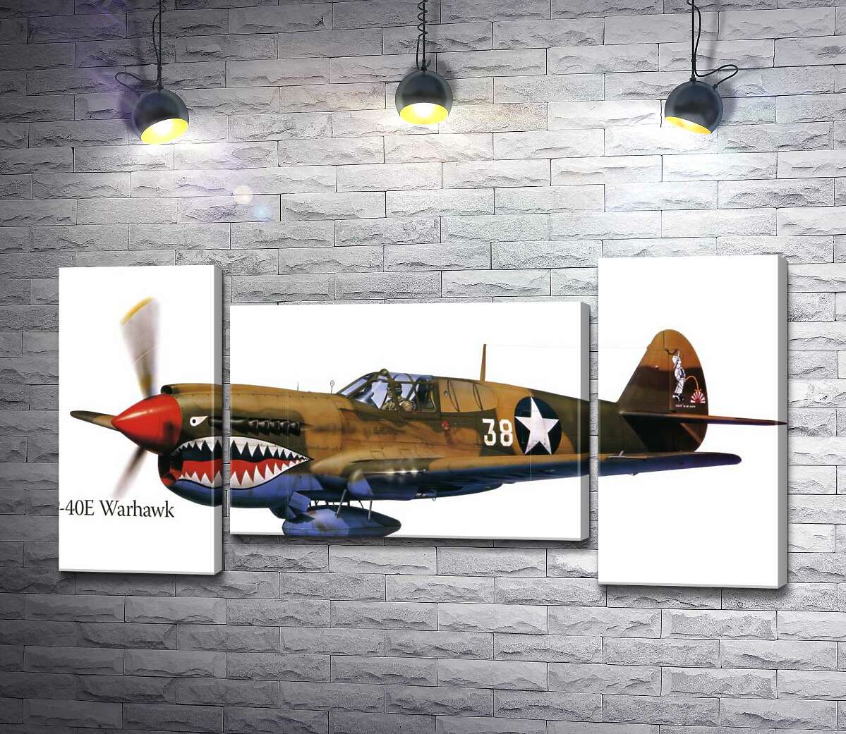 модульная картина Американский истребитель Curtiss P-40 Warhawk времен Второй мировой войны (Модуль №11)