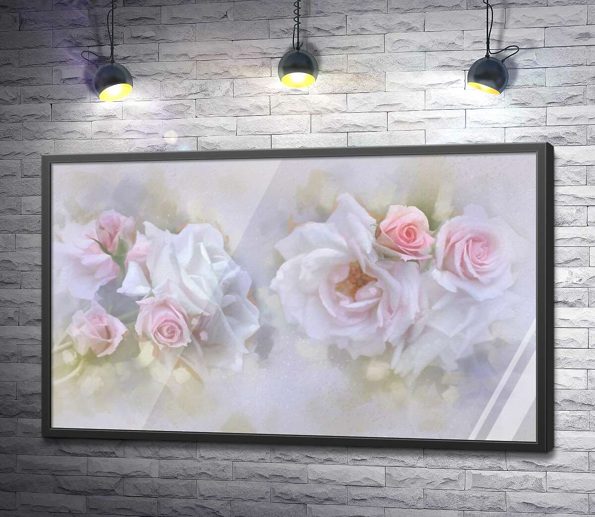 постер Силуэты чайных роз в туманной дымке