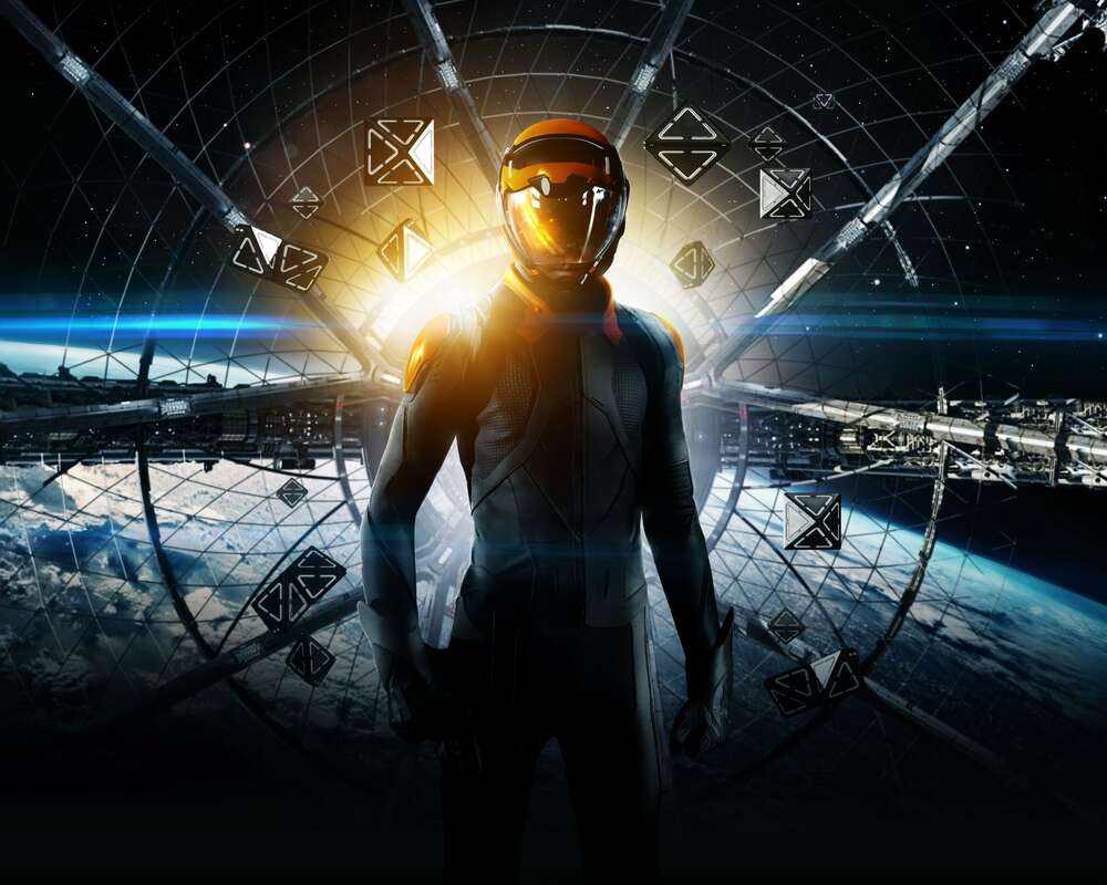 картина-постер Силуэт главного героя в космическом костюме на постере к фильму "Игра Эндера" (Ender's Game)