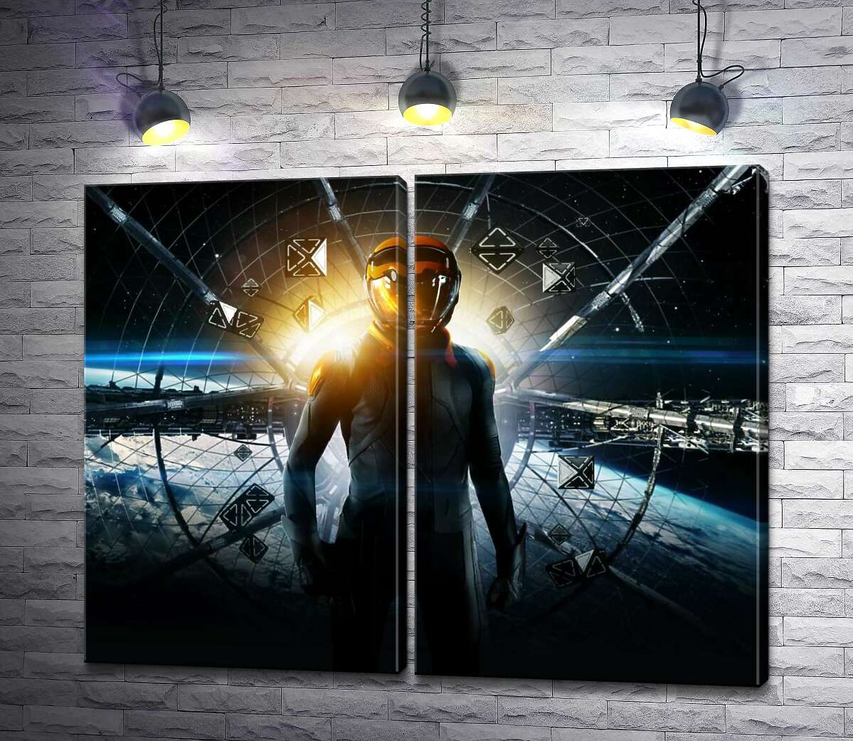 модульная картина Силуэт главного героя в космическом костюме на постере к фильму "Игра Эндера" (Ender's Game)