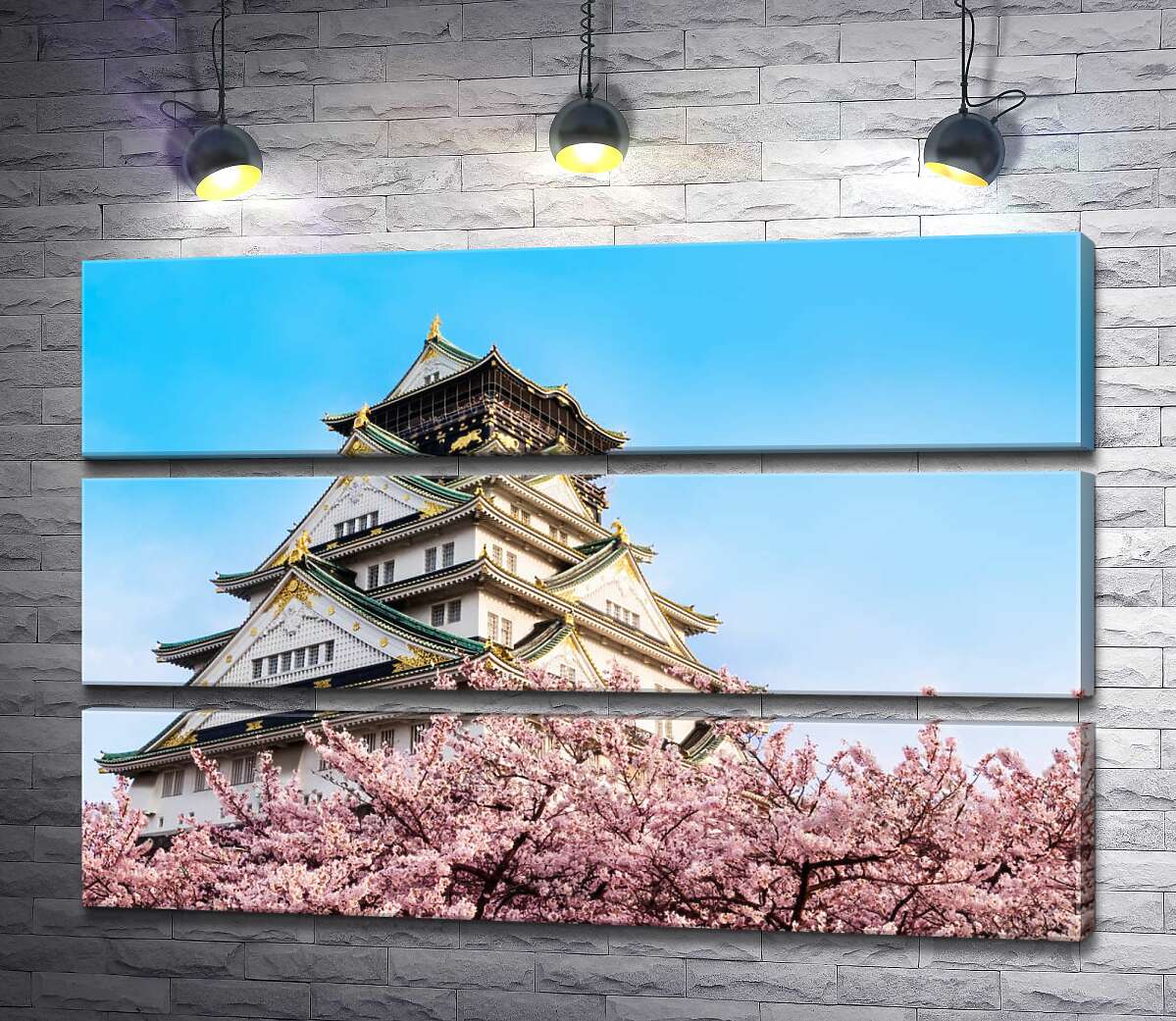модульна картина Японський замок Осака (Osaka) в обіймах квітучих сакур (Модуль №15)