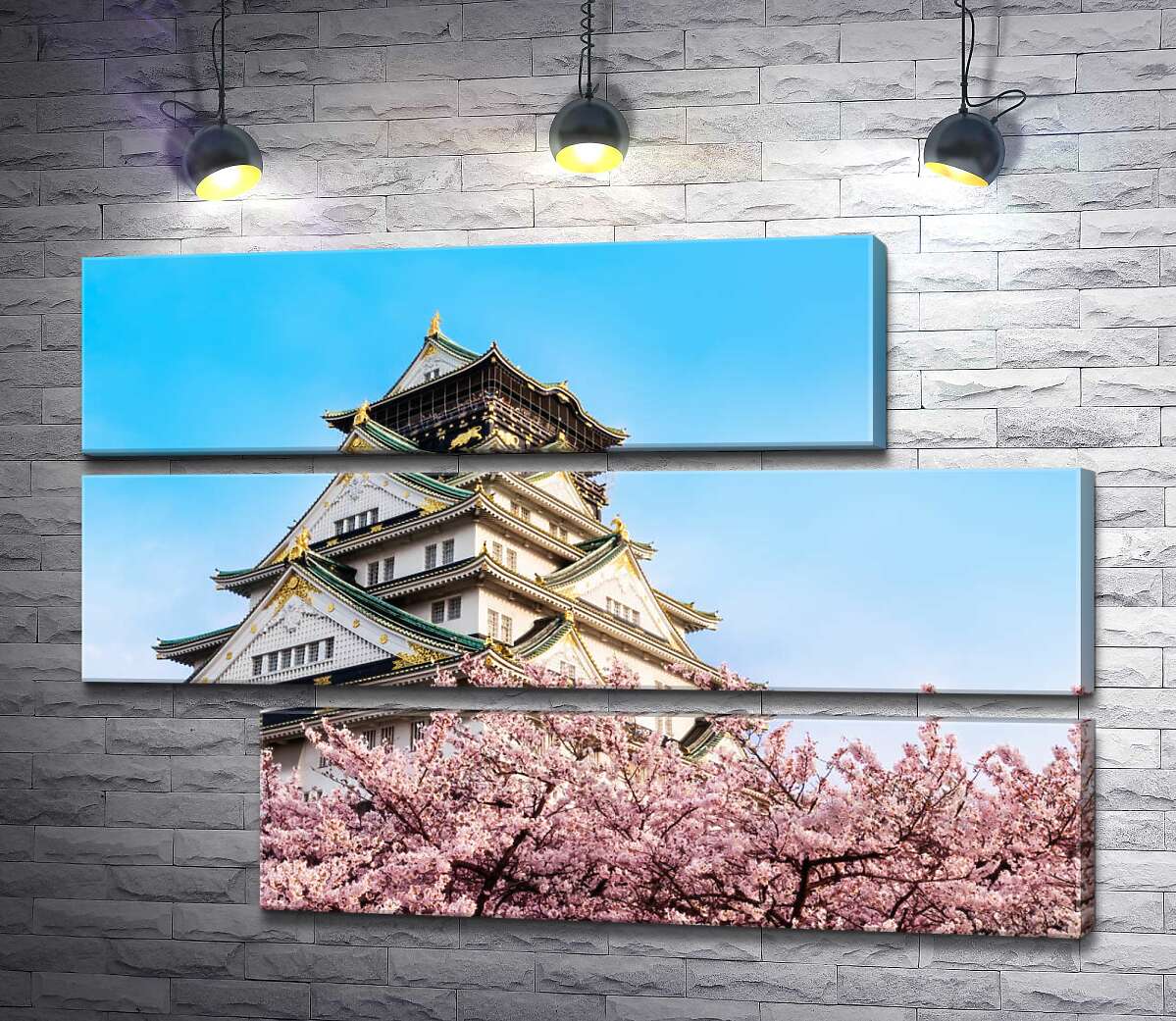 модульная картина Японский замок Осака (Osaka) в объятиях цветущих сакур (Модуль №16)