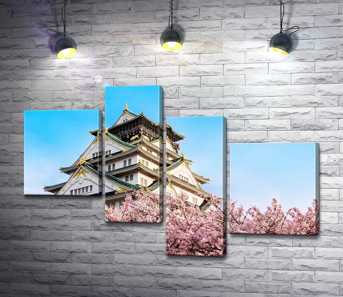 модульная картина Японский замок Осака (Osaka) в объятиях цветущих сакур (Модуль №21)