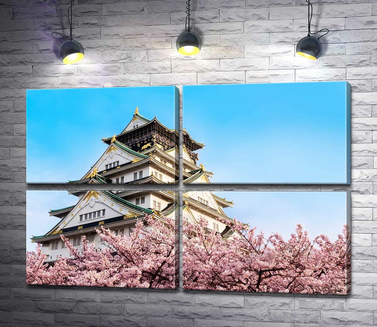 модульна картина Японський замок Осака (Osaka) в обіймах квітучих сакур (Модуль №25)