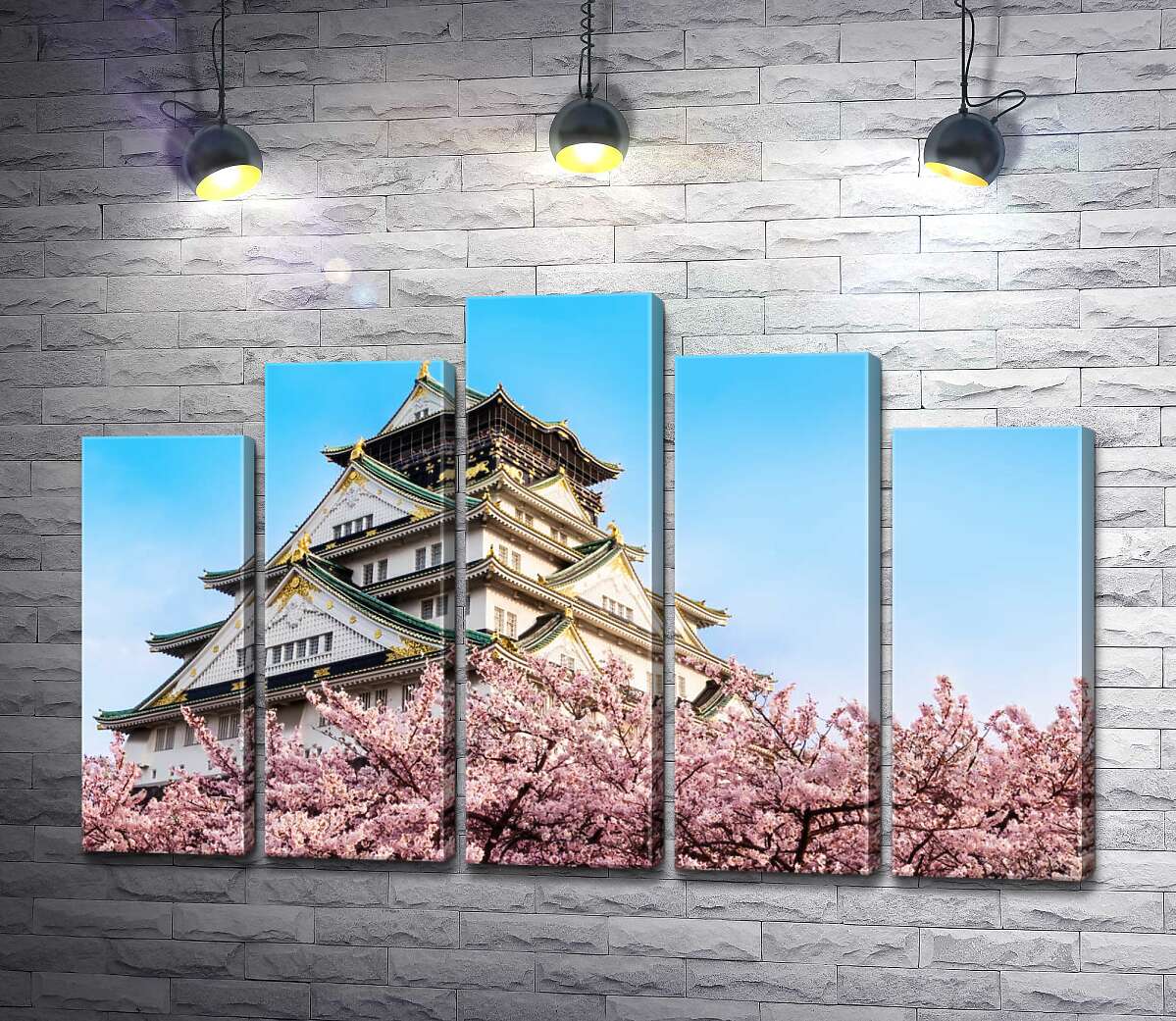 модульна картина Японський замок Осака (Osaka) в обіймах квітучих сакур (Модуль №29)