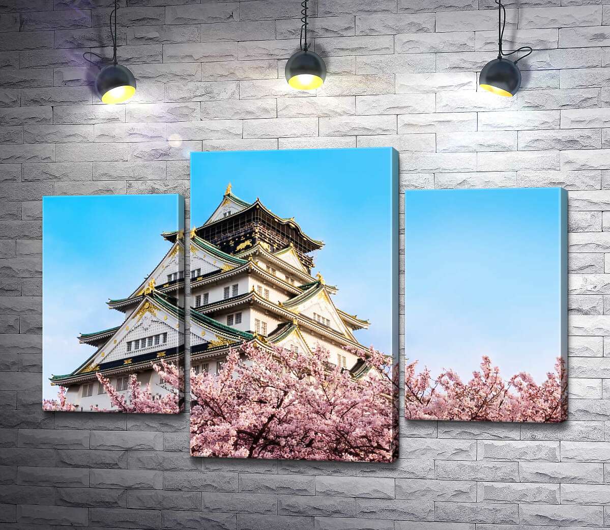 модульная картина Японский замок Осака (Osaka) в объятиях цветущих сакур (Модуль №10)