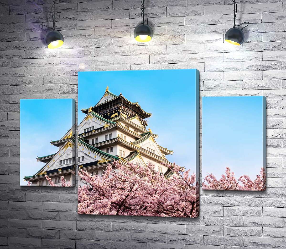 модульная картина Японский замок Осака (Osaka) в объятиях цветущих сакур (Модуль №5)