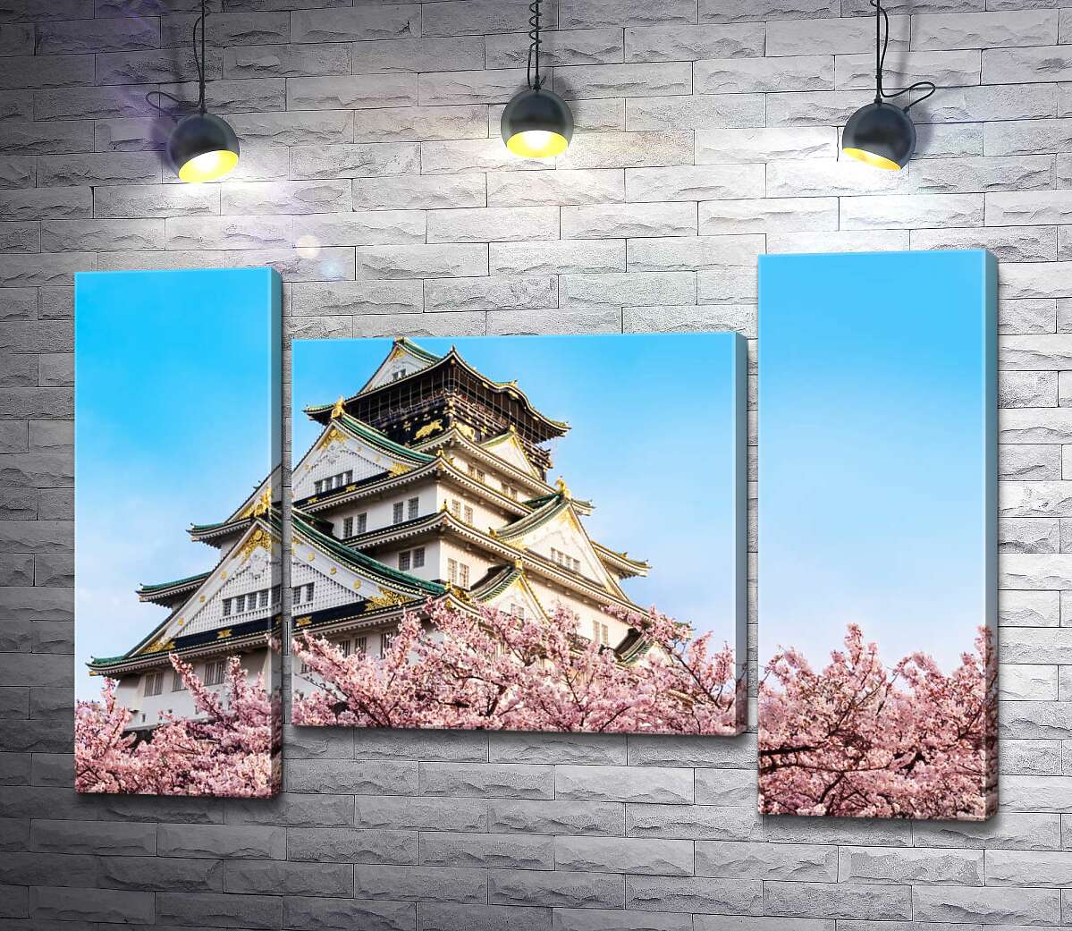 модульная картина Японский замок Осака (Osaka) в объятиях цветущих сакур (Модуль №11)