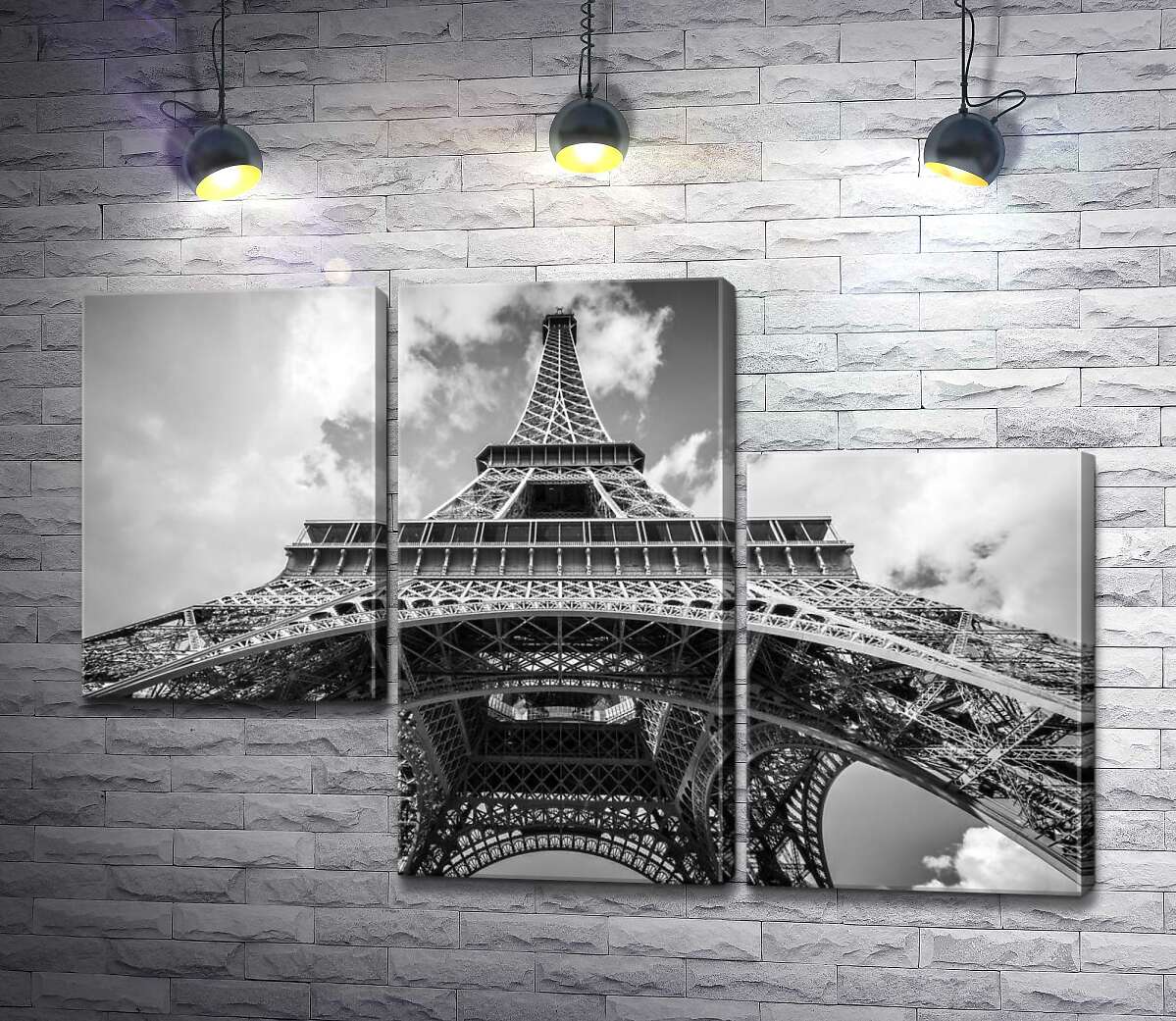 модульна картина Погляд знизу на грандіозну споруду Ейфелевої вежі (Eiffel tower) (Модуль №13)