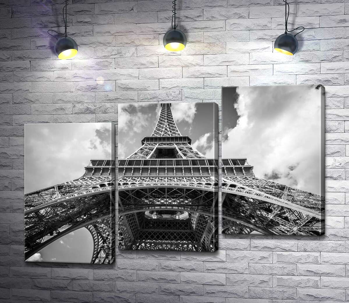 модульна картина Погляд знизу на грандіозну споруду Ейфелевої вежі (Eiffel tower) (Модуль №14)