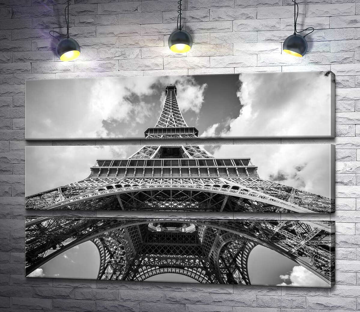 модульна картина Погляд знизу на грандіозну споруду Ейфелевої вежі (Eiffel tower) (Модуль №15)
