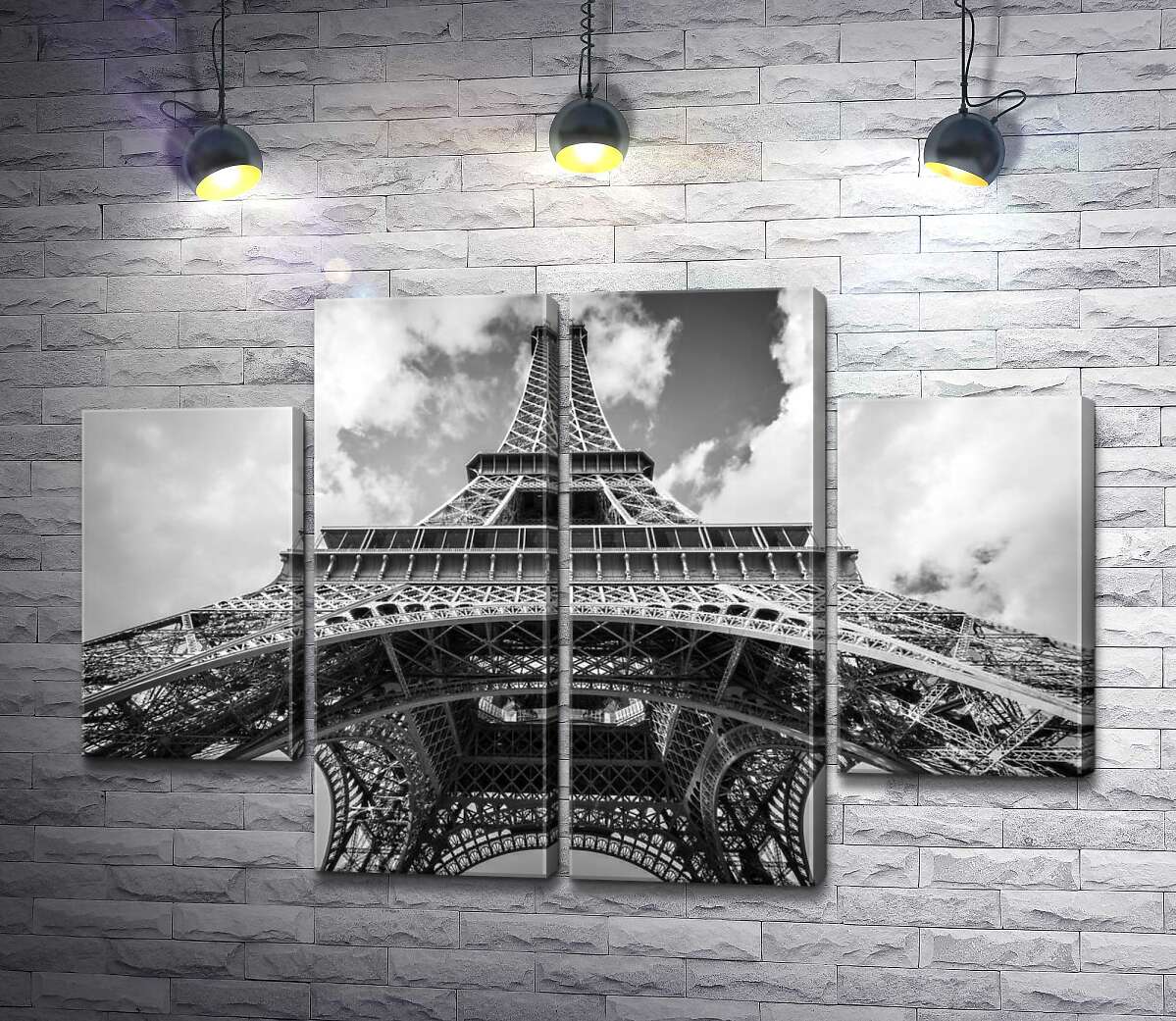 модульна картина Погляд знизу на грандіозну споруду Ейфелевої вежі (Eiffel tower) (Модуль №20)