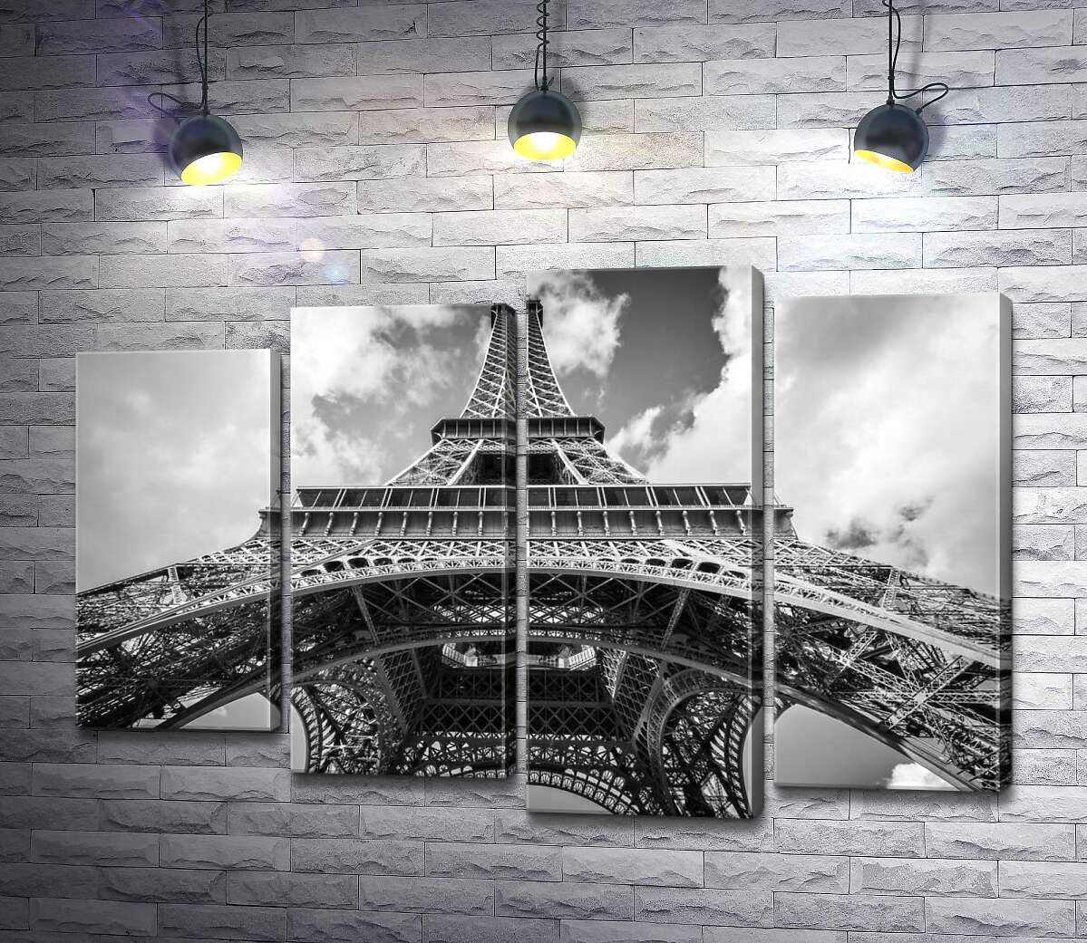 модульна картина Погляд знизу на грандіозну споруду Ейфелевої вежі (Eiffel tower) (Модуль №3)