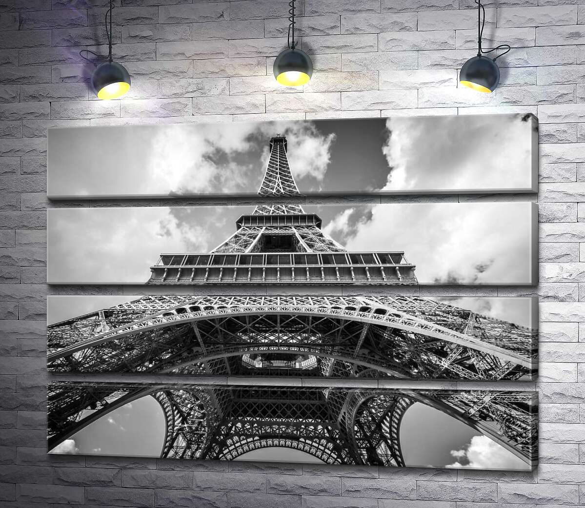 модульна картина Погляд знизу на грандіозну споруду Ейфелевої вежі (Eiffel tower) (Модуль №22)