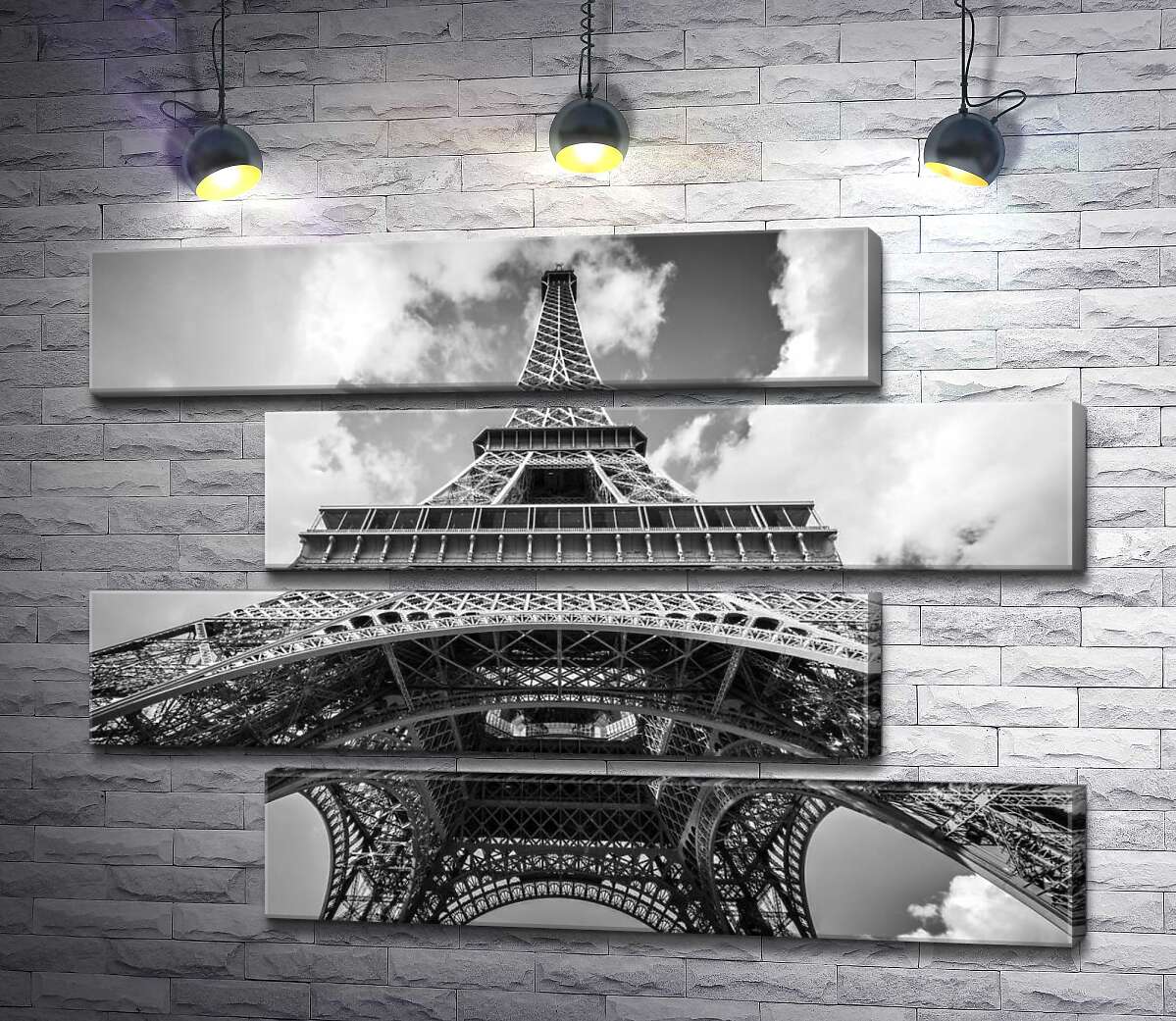 модульна картина Погляд знизу на грандіозну споруду Ейфелевої вежі (Eiffel tower) (Модуль №23)
