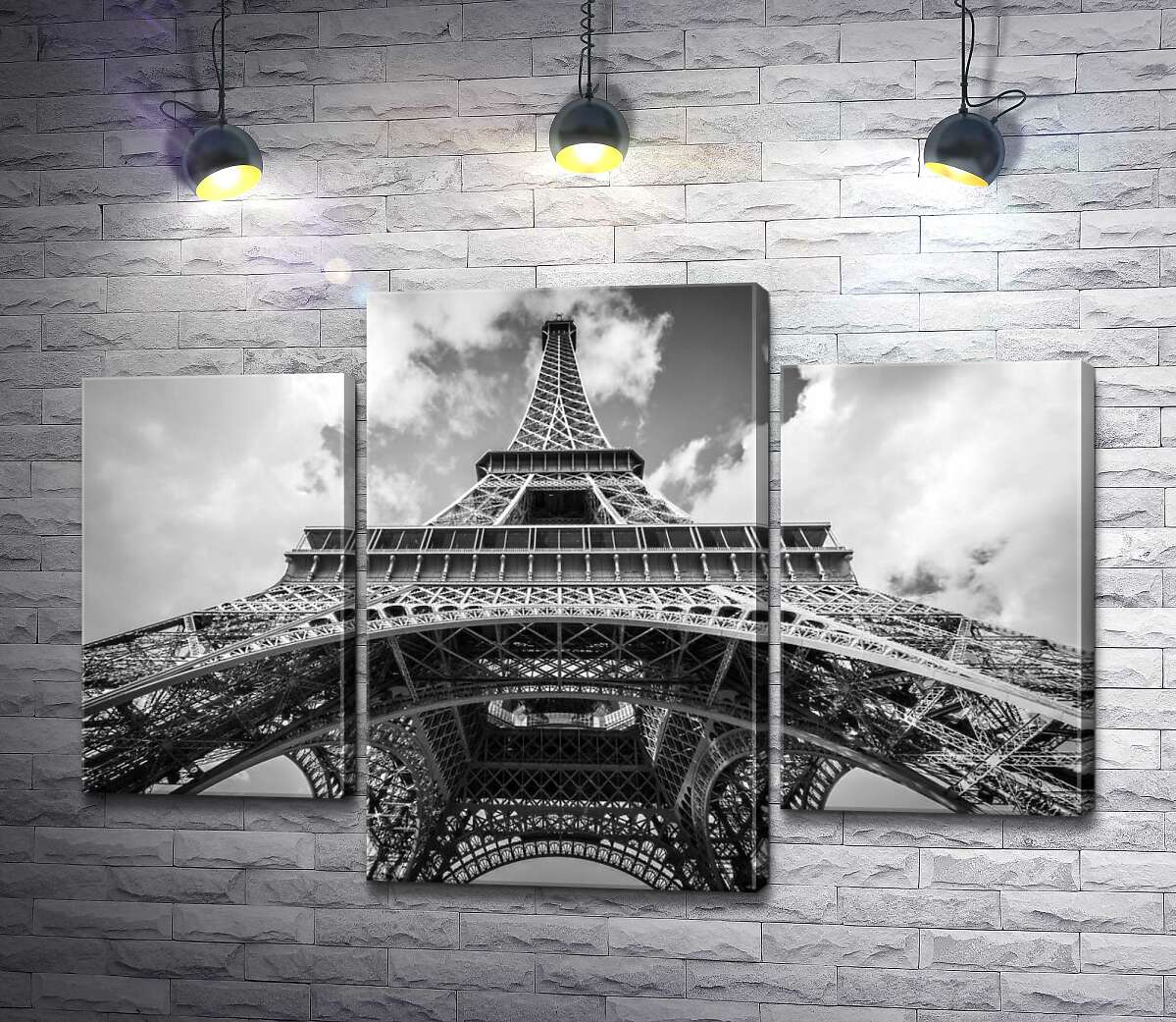 модульна картина Погляд знизу на грандіозну споруду Ейфелевої вежі (Eiffel tower) (Модуль №10)