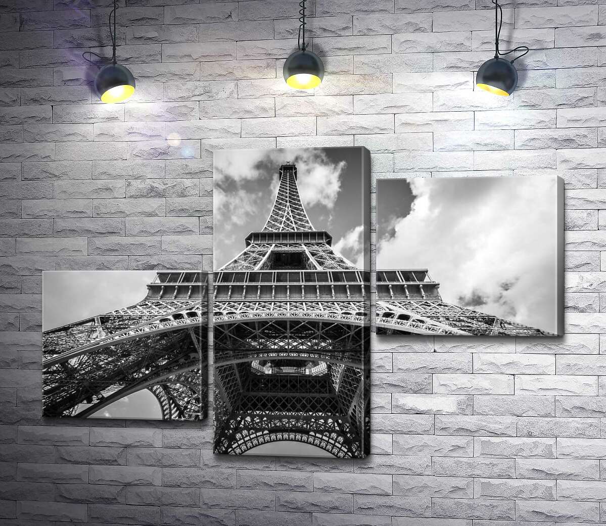 модульна картина Погляд знизу на грандіозну споруду Ейфелевої вежі (Eiffel tower) (Модуль №12)