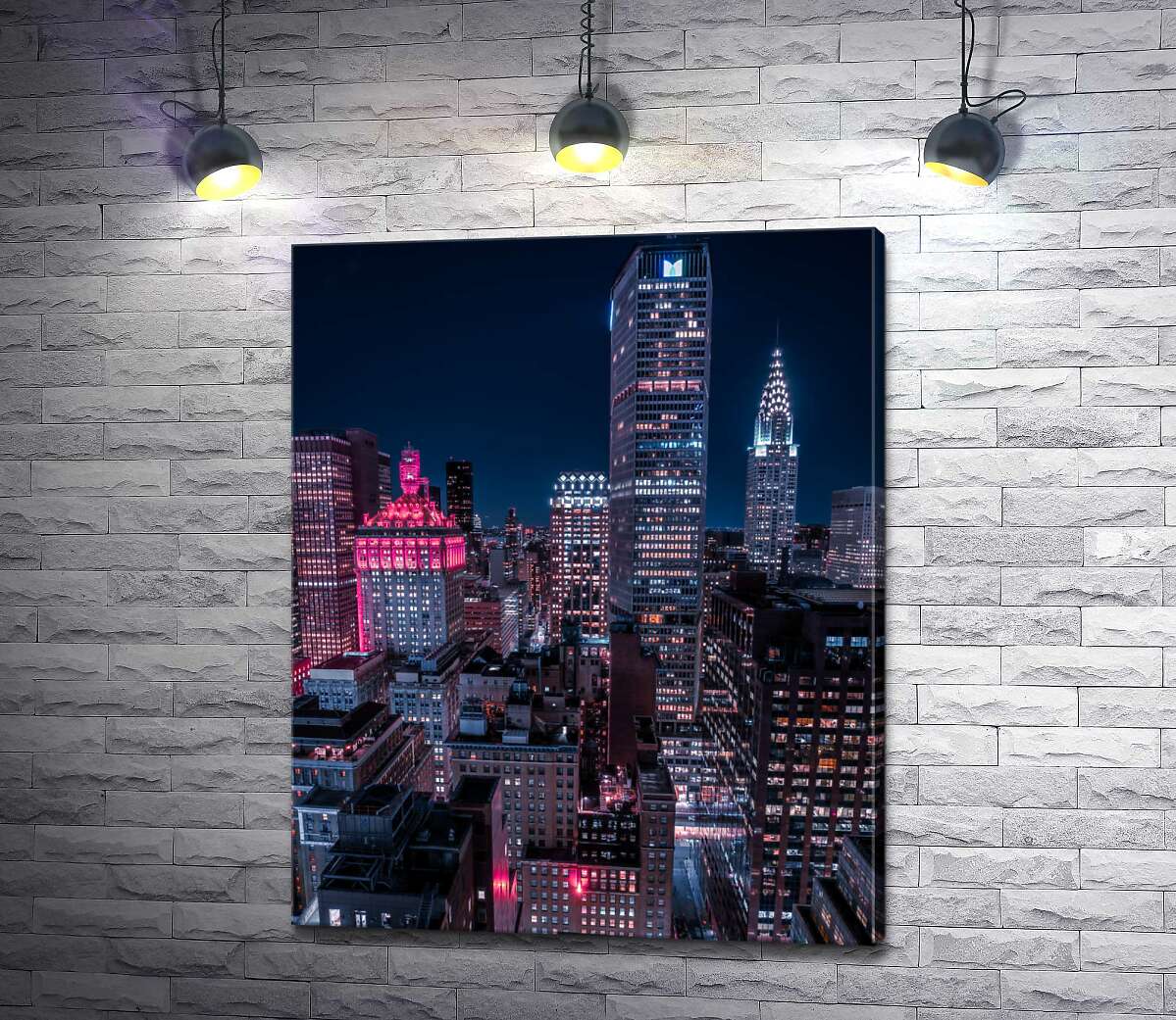 картина Фиолетово-розовый свет небоскребов Нью-Йорка