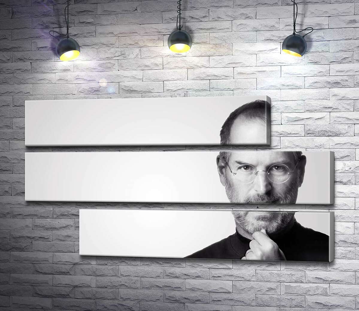 модульная картина Портрет Стива Джобса (Steve Jobs) в черно-белых тонах (Модуль №16)