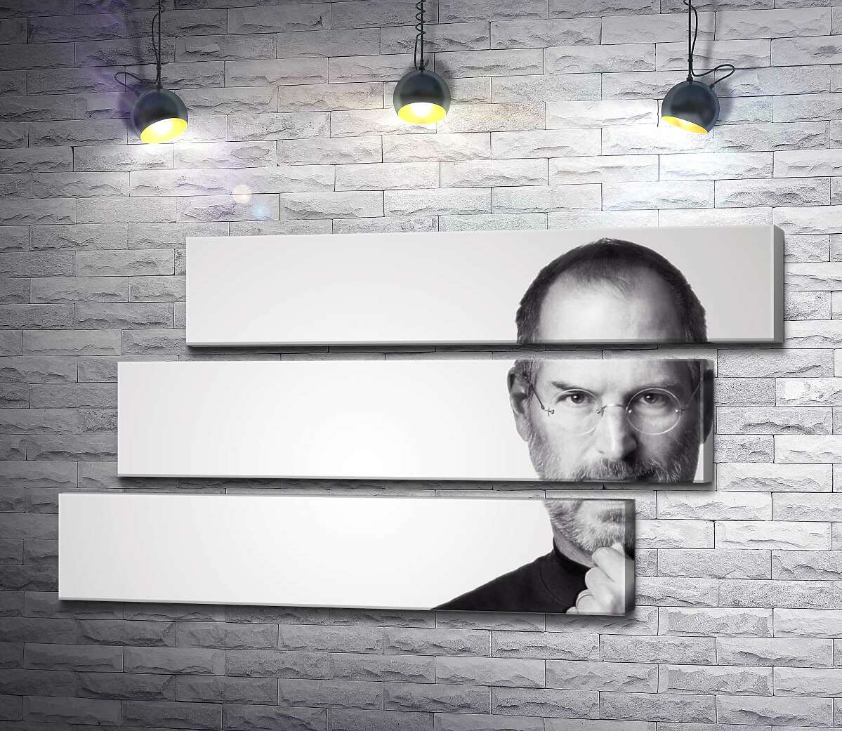 модульна картина Портрет Стіва Джобса (Steve Jobs) в чорно-білих тонах (Модуль №17)