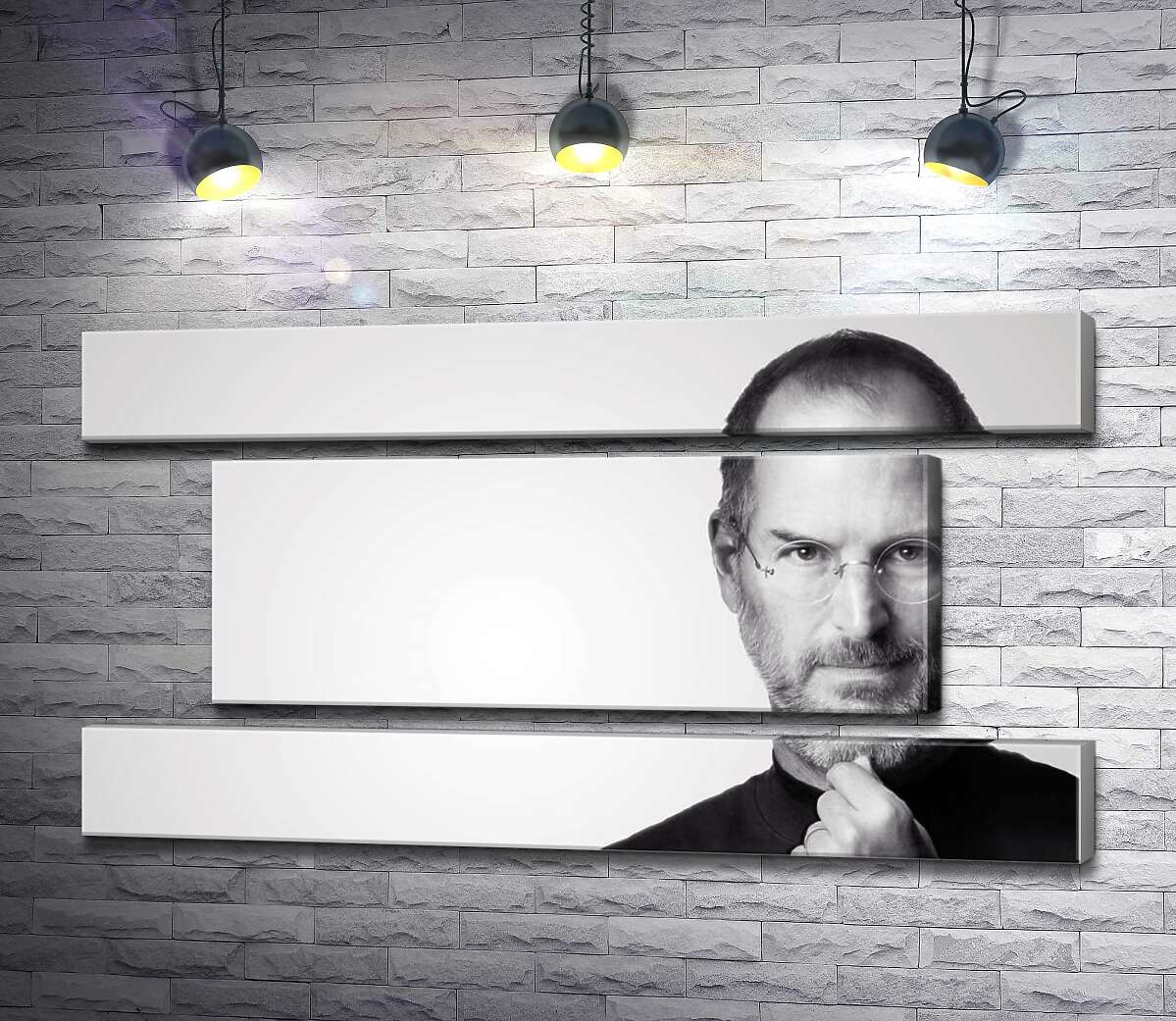 модульная картина Портрет Стива Джобса (Steve Jobs) в черно-белых тонах (Модуль №18)