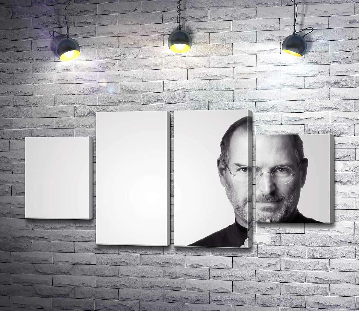 модульная картина Портрет Стива Джобса (Steve Jobs) в черно-белых тонах (Модуль №20)