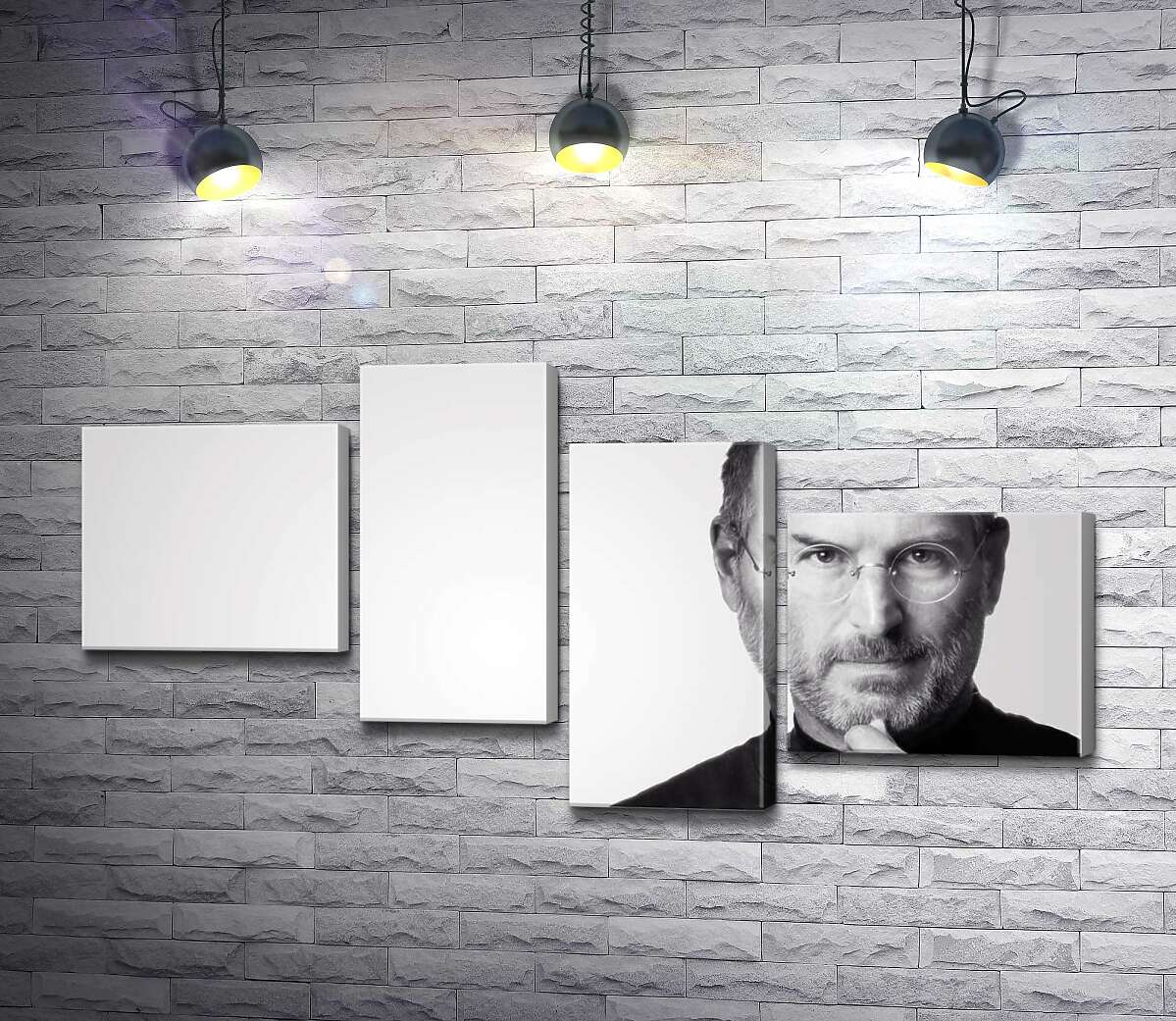 модульна картина Портрет Стіва Джобса (Steve Jobs) в чорно-білих тонах (Модуль №21)