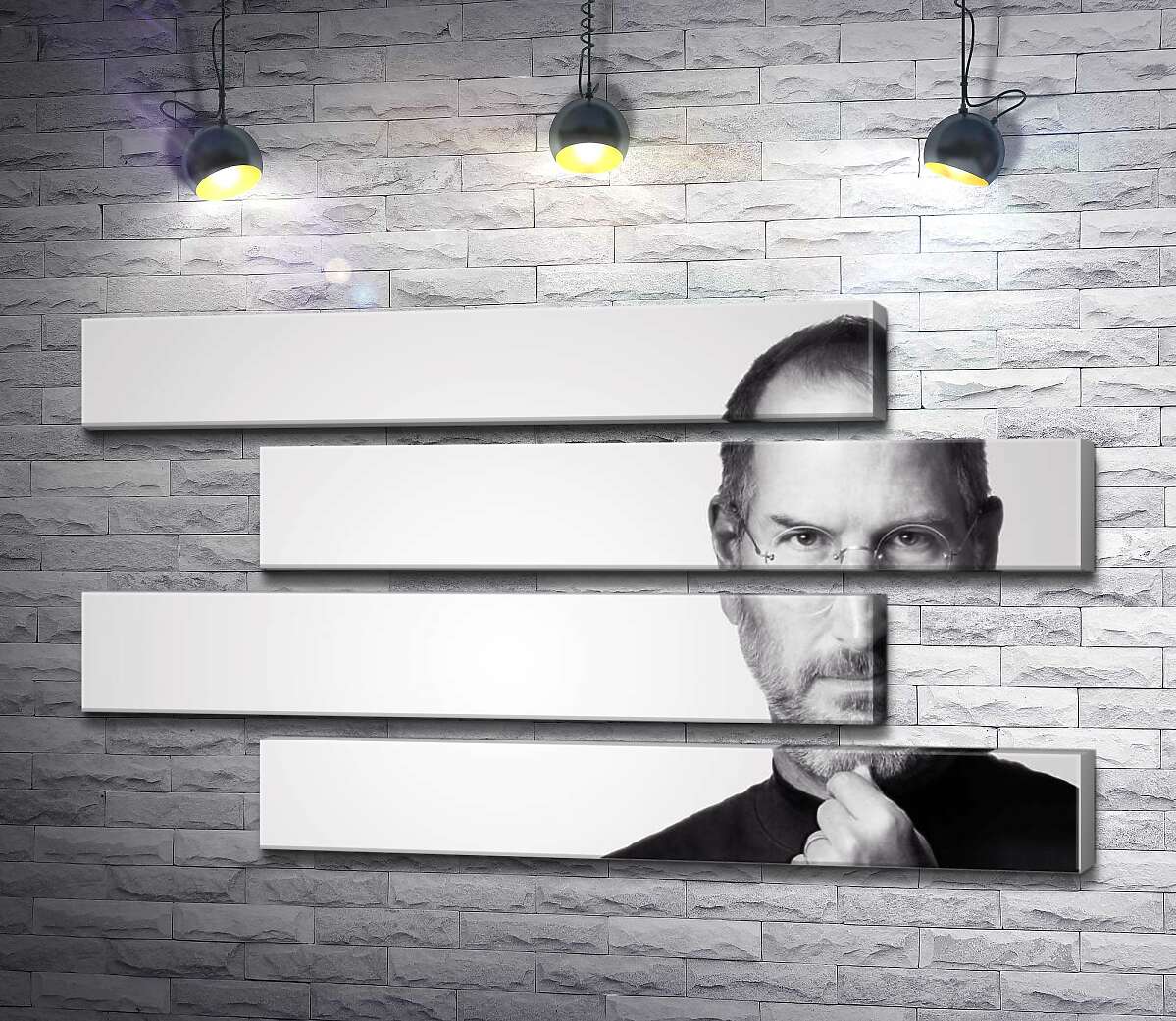 модульная картина Портрет Стива Джобса (Steve Jobs) в черно-белых тонах (Модуль №23)