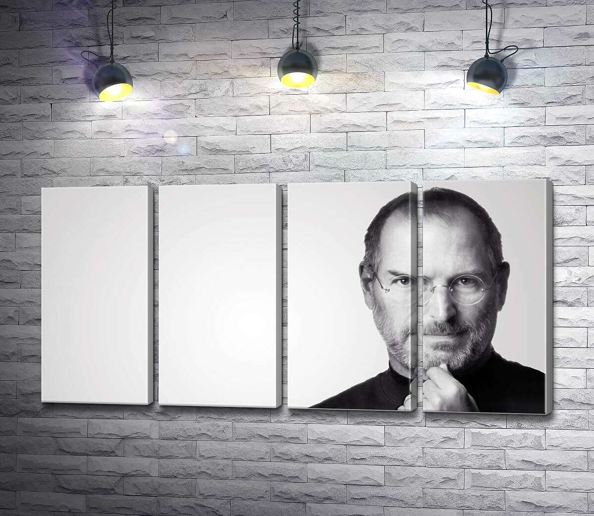 модульна картина Портрет Стіва Джобса (Steve Jobs) в чорно-білих тонах (Модуль №24)