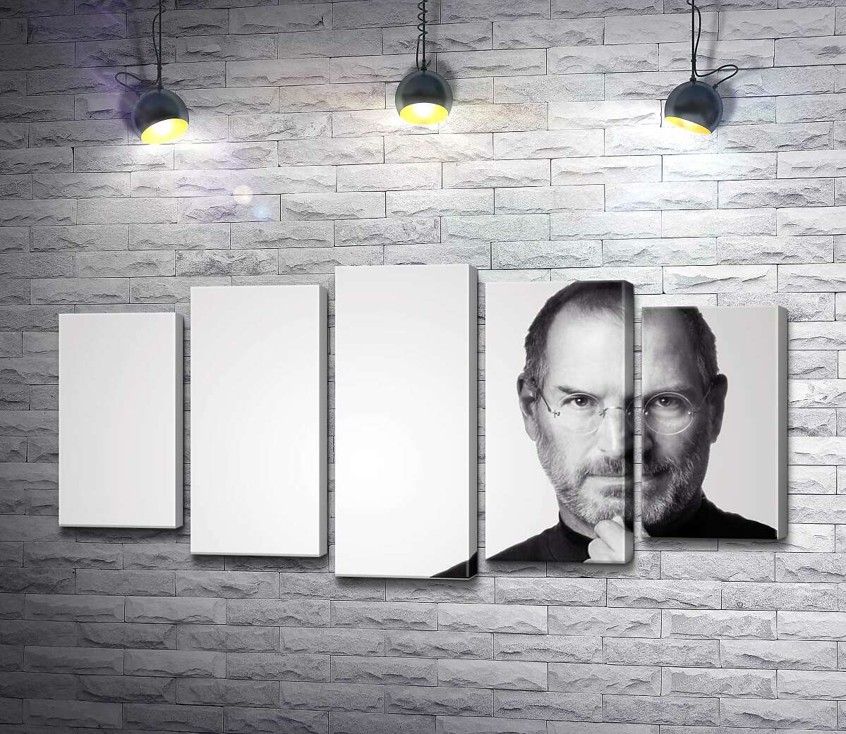 модульна картина Портрет Стіва Джобса (Steve Jobs) в чорно-білих тонах (Модуль №4)